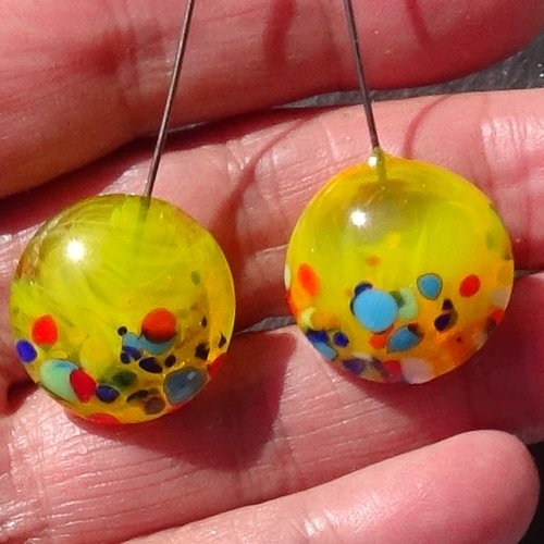 Duo de headpins en verre filé, lampwork, perl.6247