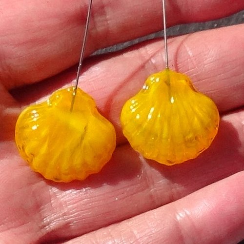 Duo de headpins en verre filé, lampwork, perl.6248
