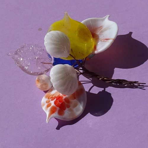 9 headpins en verre filé, lampwork, verre de murano, perl.6251