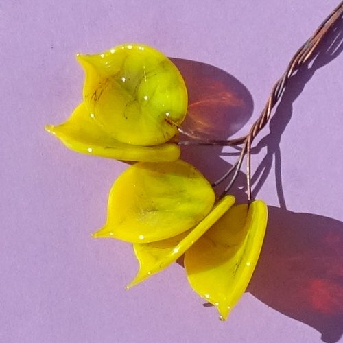 Lot de 5 headpins en verre filé, lampwork, verre de murano, perl.6273
