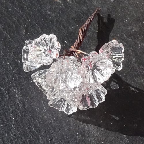 10 headpins en verre filé, lampwork, verre de murano, perl.6274