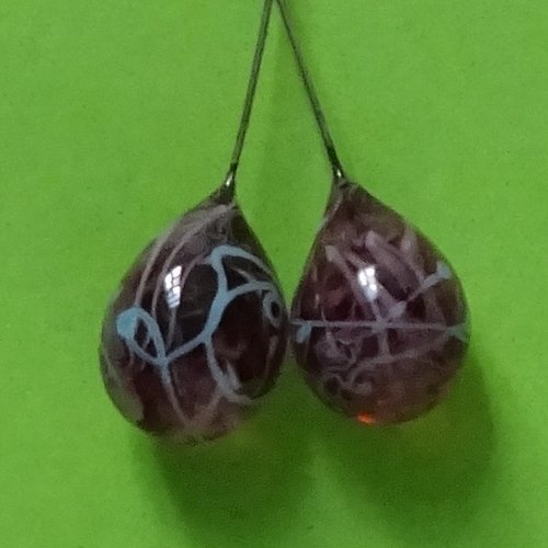 Headpins verre filé, lampwork, verre de murano, perl.3774