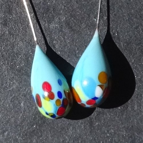 Headpins verre filé, lampwork, verre de murano, perl.5436