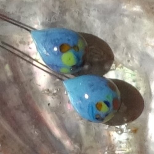 Headpins verre filé, lampwork, verre de murano, perl.5449
