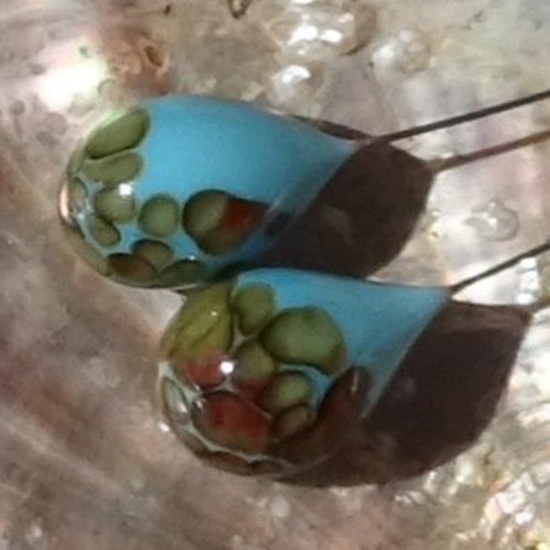 Headpins verre filé, lampwork, verre de murano, perl.5450