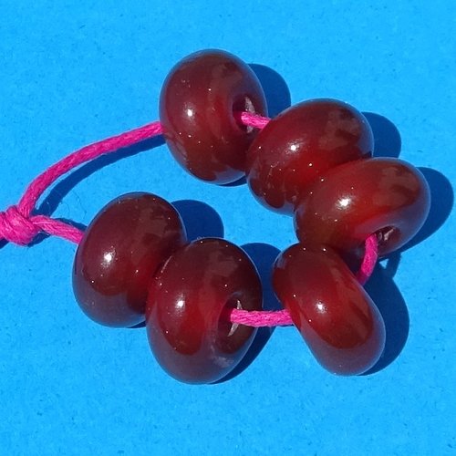 Lot de 6 perles intercalaires au chalumeau, lampwork, verre filé, murano perl.6691
