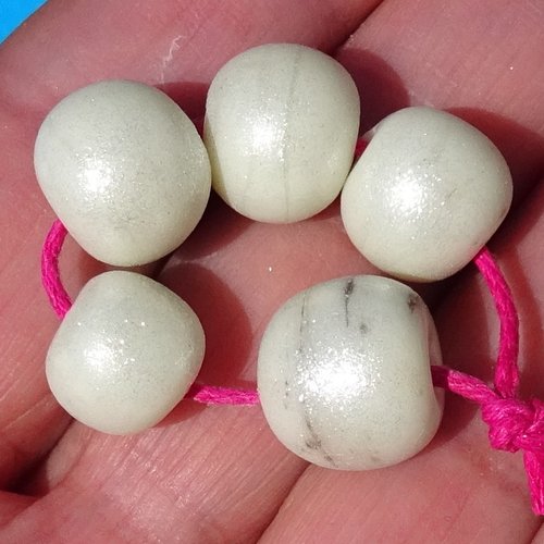 Lot de 5 perles au chalumeau, lampwork, verre filé, murano perl.6693