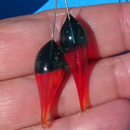 Headpins verre filé, lampwork, verre de murano, perl.6696