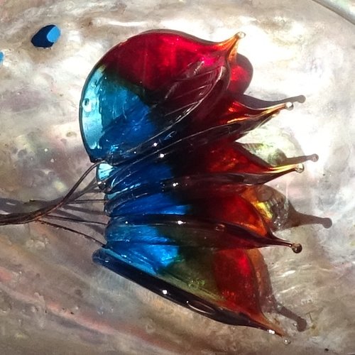 Lot de 5 headpins en verre filé, lampwork, verre de murano, perl.6703