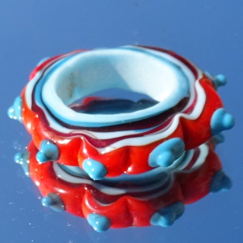 Grande perle donut, verre de murano, lampwork, verre filé,  perl.3285