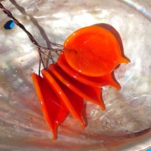 Lot de 5 headpins en verre filé, lampwork, verre de murano, perl.6707