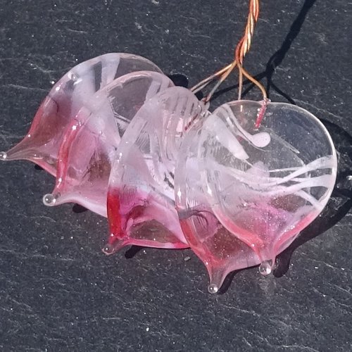 Lot de 5 headpins en verre filé, lampwork, verre de murano, perl.6708