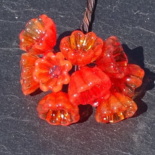 10 headpins en verre filé, lampwork, verre de murano, perl.6713