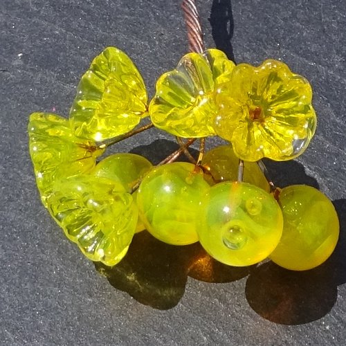 10 headpins en verre filé, lampwork, verre de murano, perl.6715
