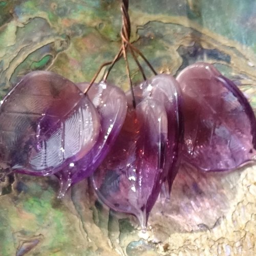 Lot de 5 headpins en verre filé, lampwork, verre de murano, perl.6289
