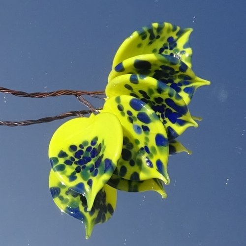 Lot de 5 headpins en verre filé, lampwork, verre de murano, perl.6724