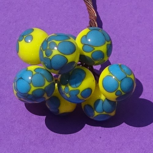 10 headpins en verre filé, lampwork, verre de murano, perl.6730