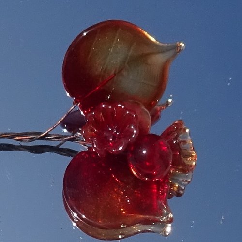 Headpins en verre filé, lampwork, verre de murano, perl.6732