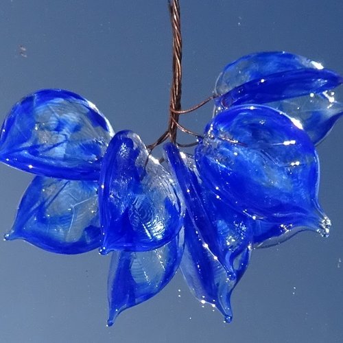 Lot de 5 headpins en verre filé, lampwork, verre de murano, perl.6734