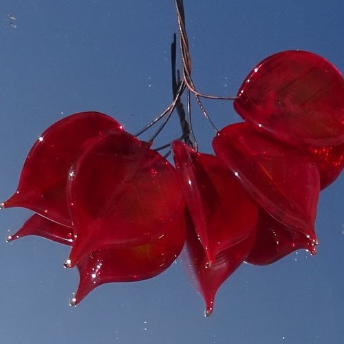 Lot de 5 headpins en verre filé, lampwork, verre de murano, perl.6735