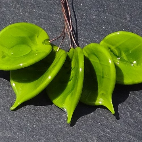 Lot de 5 headpins en verre filé, lampwork, verre de murano, perl.6738