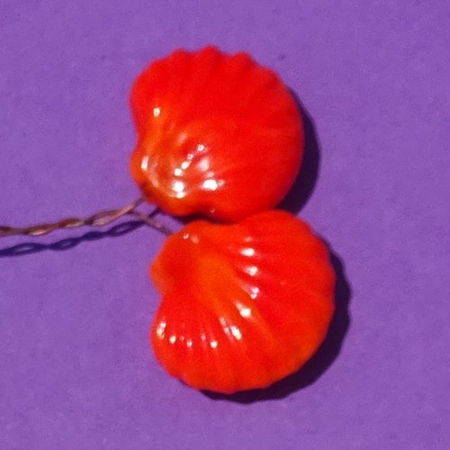 Lot de 2 headpins en verre filé, lampwork, verre de murano, perl.6739