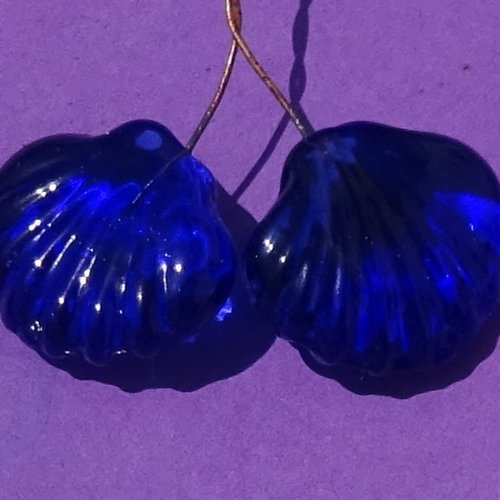 Lot de 2 headpins en verre filé, lampwork, verre de murano, perl.6740