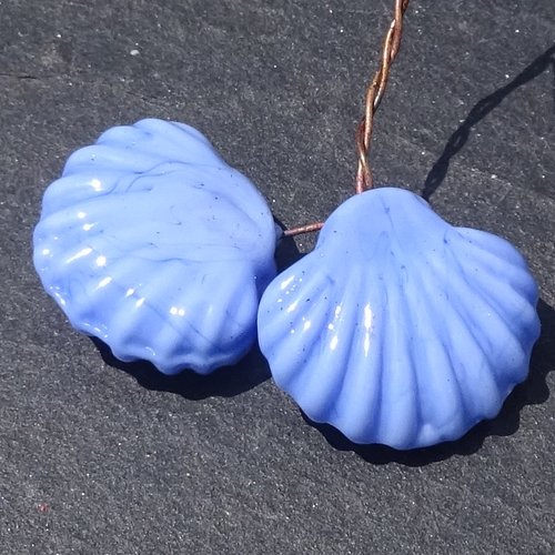 Lot de 2 headpins en verre filé, lampwork, verre de murano, perl.6741