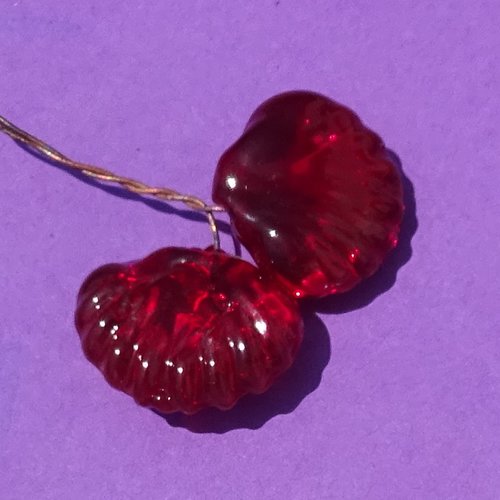 Lot de 2 headpins en verre filé, lampwork, verre de murano, perl.6742