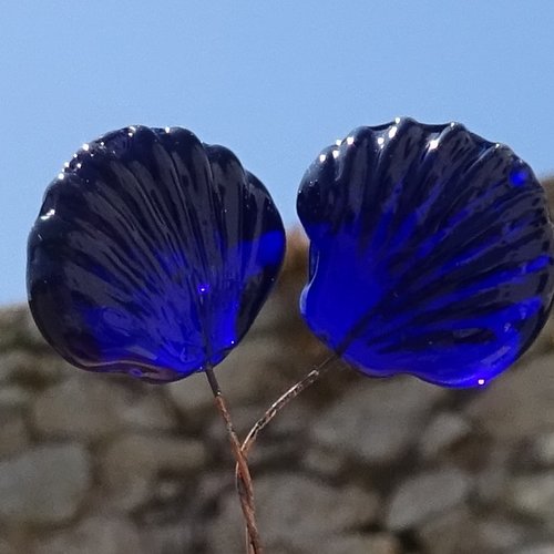 Lot de 2 headpins en verre filé, lampwork, verre de murano, perl.6743