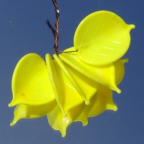 Lot de 5 headpins en verre filé, lampwork, verre de murano, perl.6744