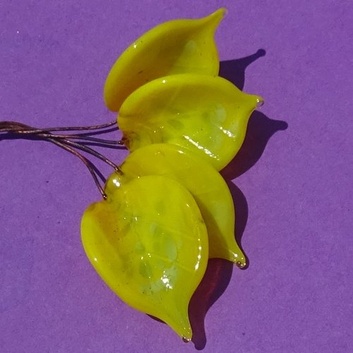 Lot de 5 headpins en verre filé, lampwork, verre de murano, perl.6747