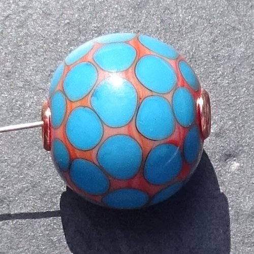 Jolie perle ronde, verre de murano, lampwork, verre filé,  perl.3961