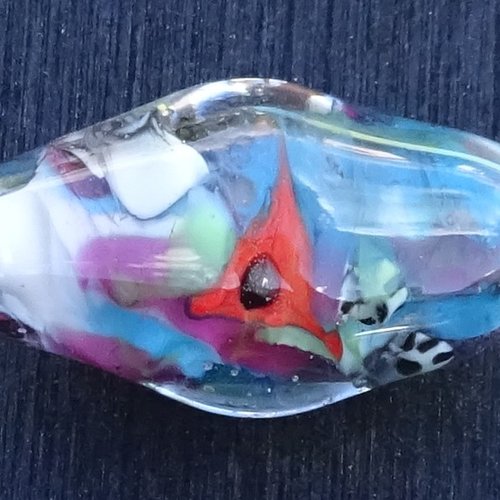 Grande perle bicône, verre de murano, lampwork, verre filé,  perl.3989