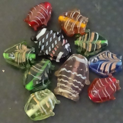 Lot de 10 perles destockées, verre, perl.4725