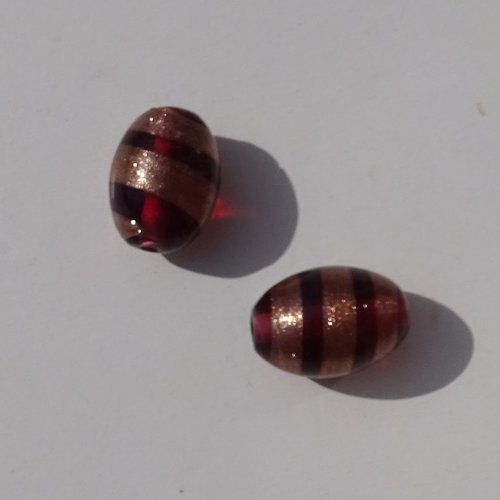 Lot de 2 perles destockées, verre, perl.3394