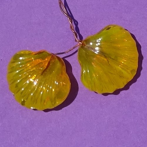 Lot de 2 headpins en verre filé, lampwork, verre de murano, perl.6758