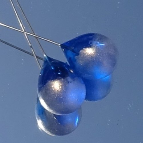 Headpins en verre filé, lampwork, verre de murano, perl.6762