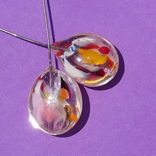 Headpins en verre filé, lampwork, verre de murano, perl.6763