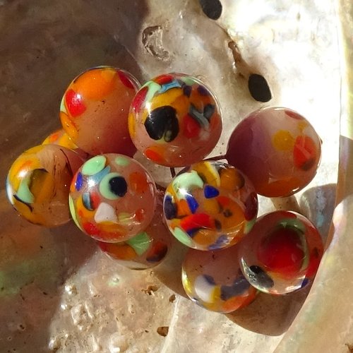 10 headpins en verre filé, lampwork, verre de murano, perl.6334