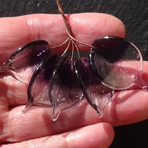 Lot de 5 headpins en verre filé, lampwork, verre de murano, perl.6335