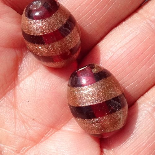 Lot de 2 perles destockées, verre, perl.3394
