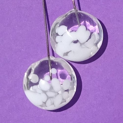 Headpins en verre filé, lampwork, verre de murano, perl.6766