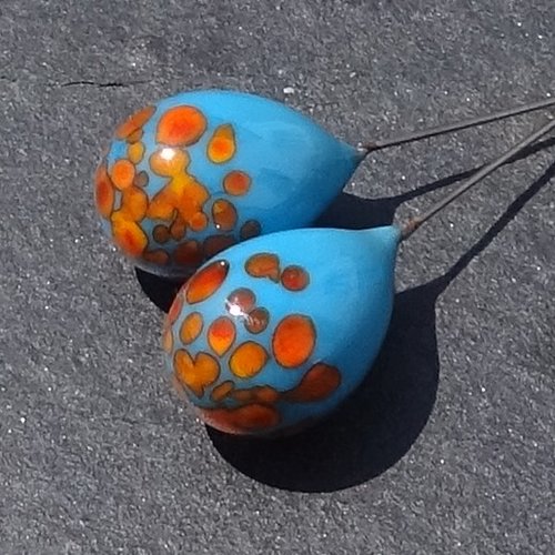 Headpins en verre filé, lampwork, verre de murano, perl.6777