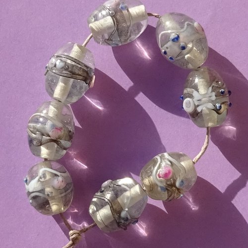 Lot de 10 perles vénitiennes, verre, perl.5226