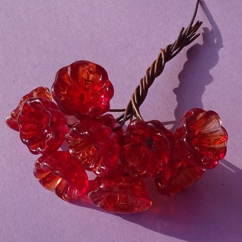 10 headpins en verre filé, lampwork, verre de murano, perl.6294
