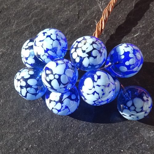 10 headpins en verre filé, lampwork, verre de murano, perl.6299