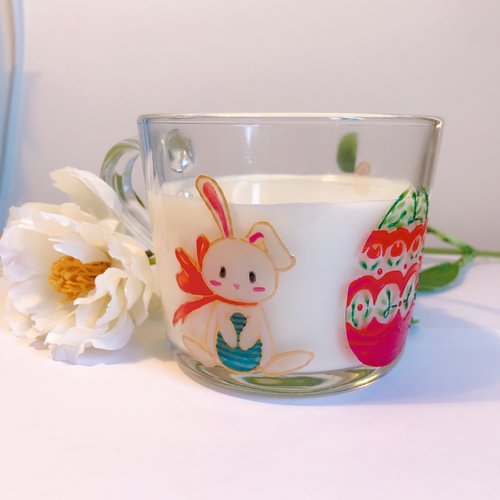 Cadeau de lapin de pâques ,tasse à café,tasse à thé,mignon cadeau de tasse,mugs en verre peint à la main