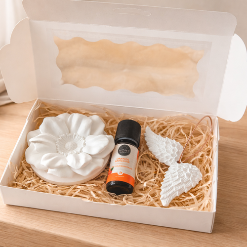 Diffuseurs parfumés en plâtre avec huile essentielle offerte – décoration zen – coffret cadeau fait main