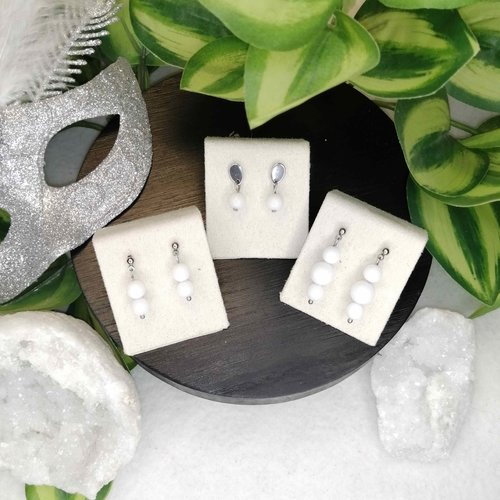 Boucles d'oreilles en jade blanc